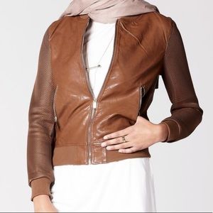 **NWOT** Vegan Leather With Mesh Sleeves In Camel
